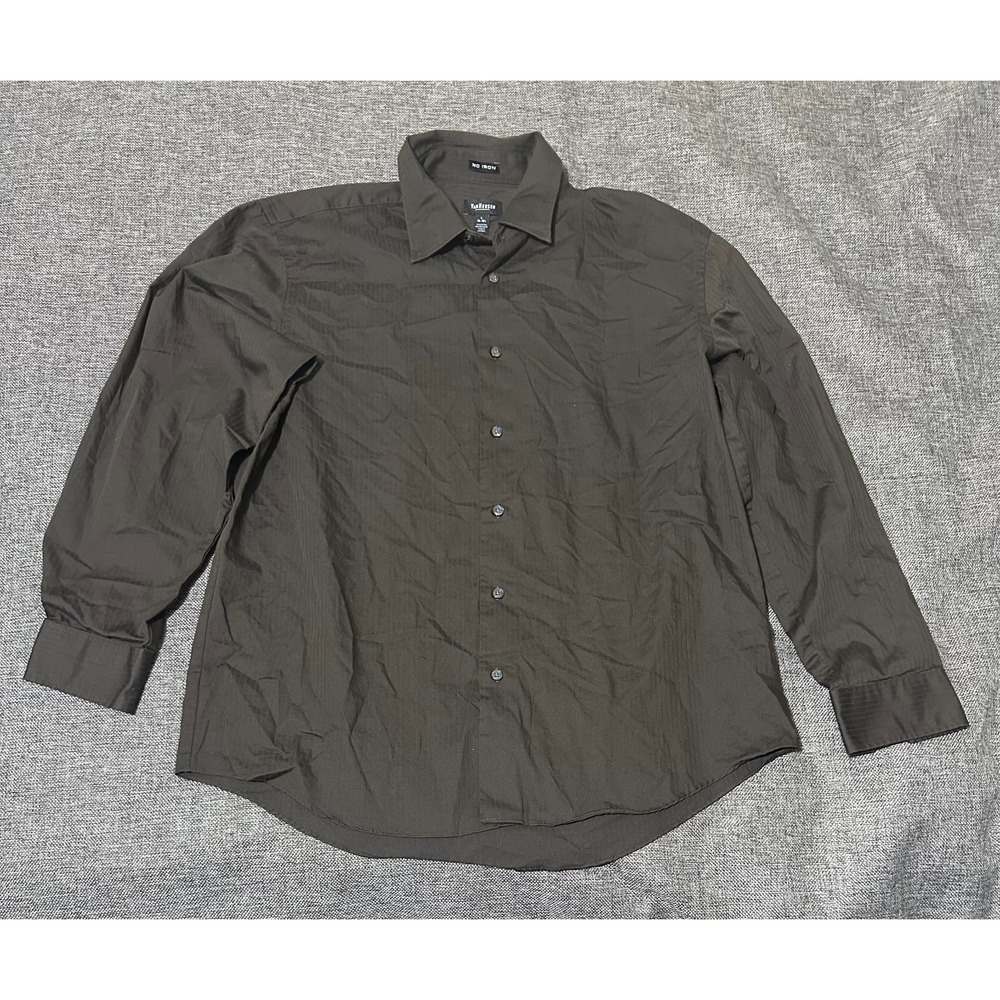 Van Heusen Men's L 16-16 1/2 Brown Long‎ Sleeve Shirt